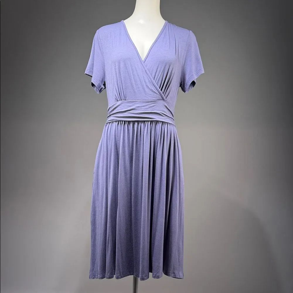 Chic Lilac V-Neck Midi Dress (rack9)